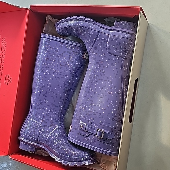 NWT Girls Purple Glitter Hunter Boots - Picture 4 of 6